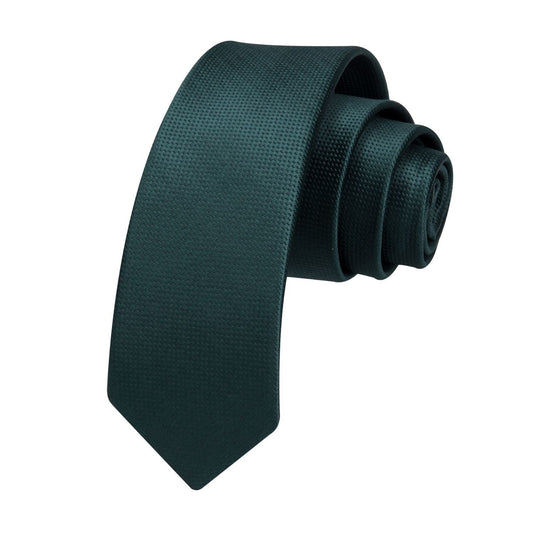 Hisdern Solid Print Skinny Tie Slim 2.4'' Formal Green Wedding Tie
