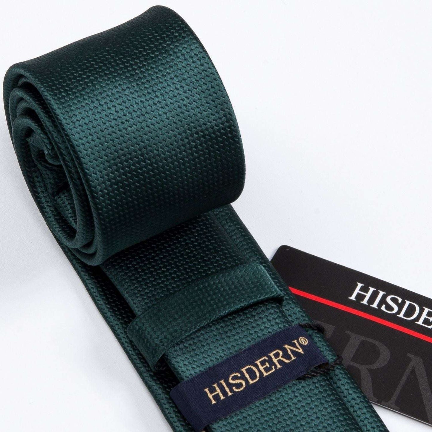 Hisdern Solid Print Skinny Tie Slim 2.4'' Formal Green Wedding Tie