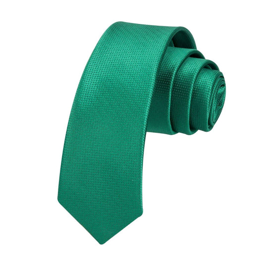 Hisdern Solid Print Skinny Tie Slim 2.4'' Formal Green Wedding Tie