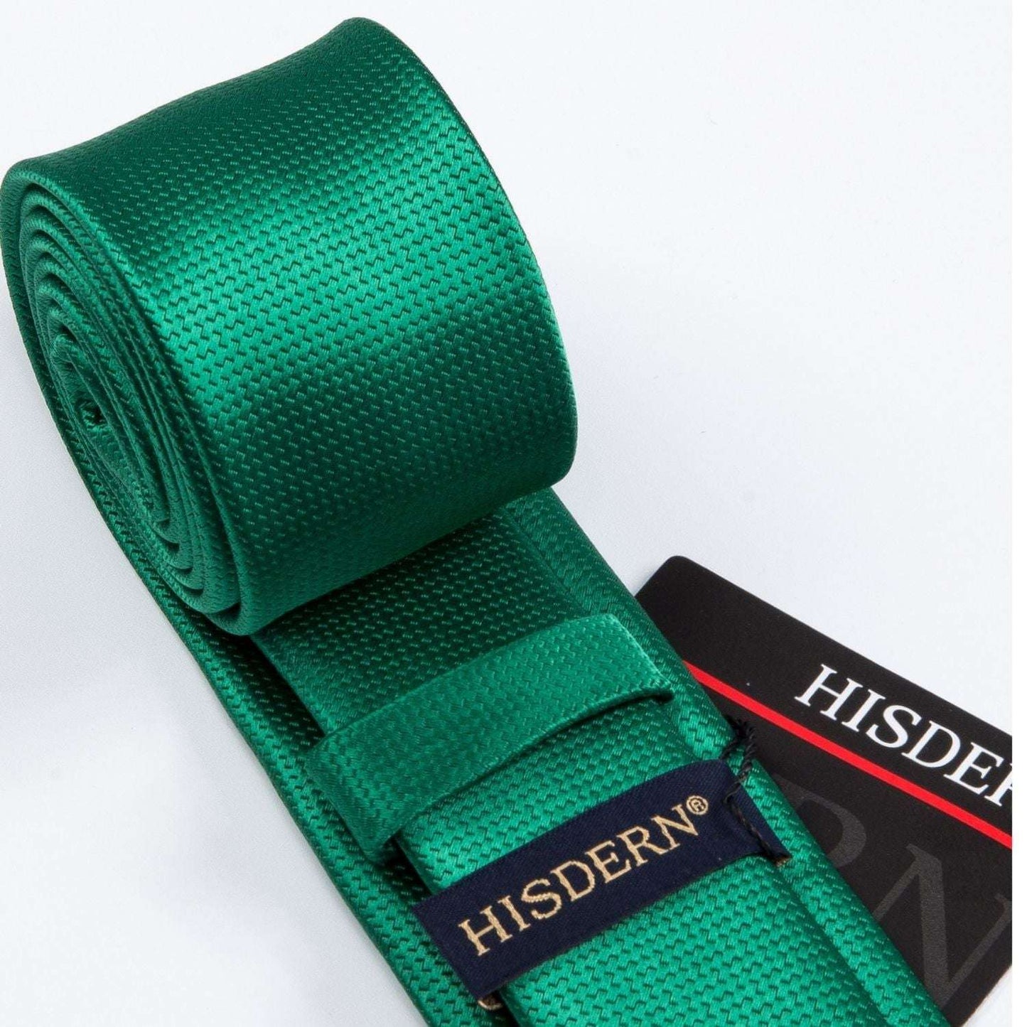 Hisdern Solid Print Skinny Tie Slim 2.4'' Formal Green Wedding Tie