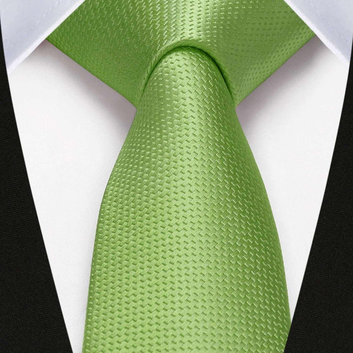 Hisdern Solid Print Skinny Tie Slim 2.4'' Formal Sage Green Dark Wedding Tie