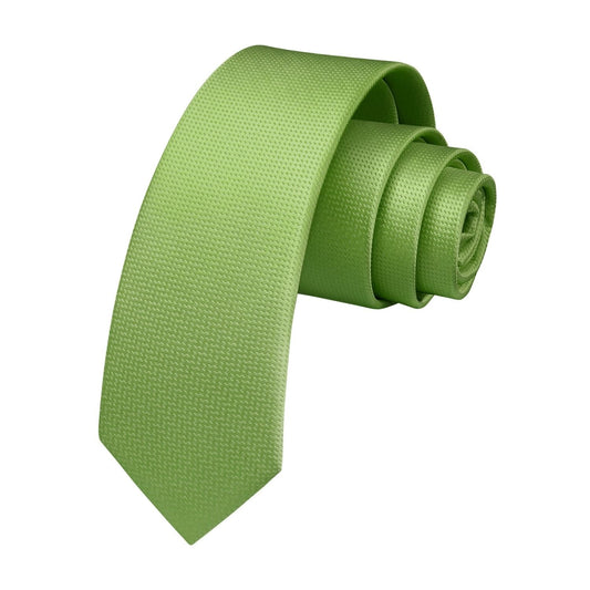 Hisdern Solid Print Skinny Tie Slim 2.4'' Formal Sage Green Dark Wedding Tie