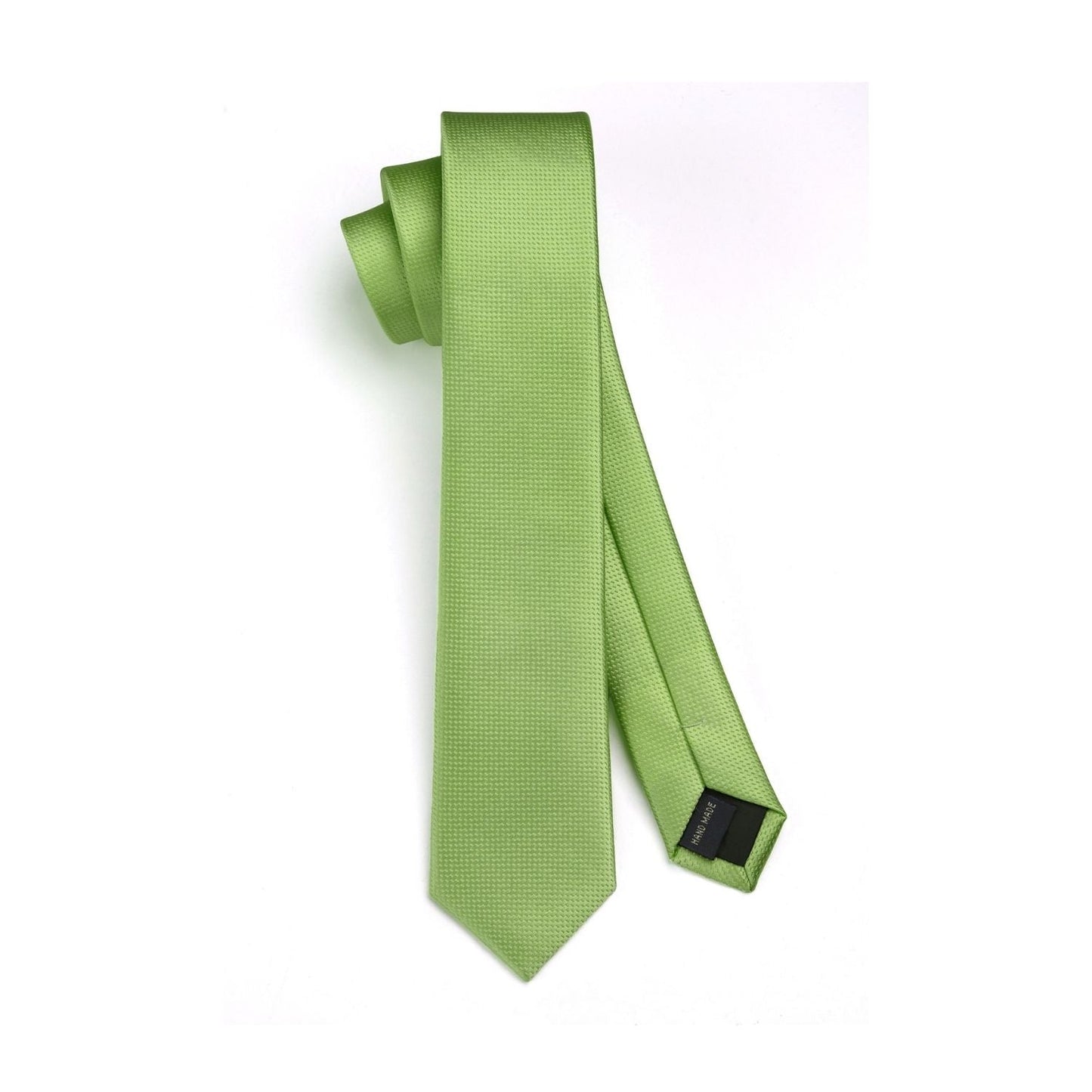 Hisdern Solid Print Skinny Tie Slim 2.4'' Formal Sage Green Dark Wedding Tie