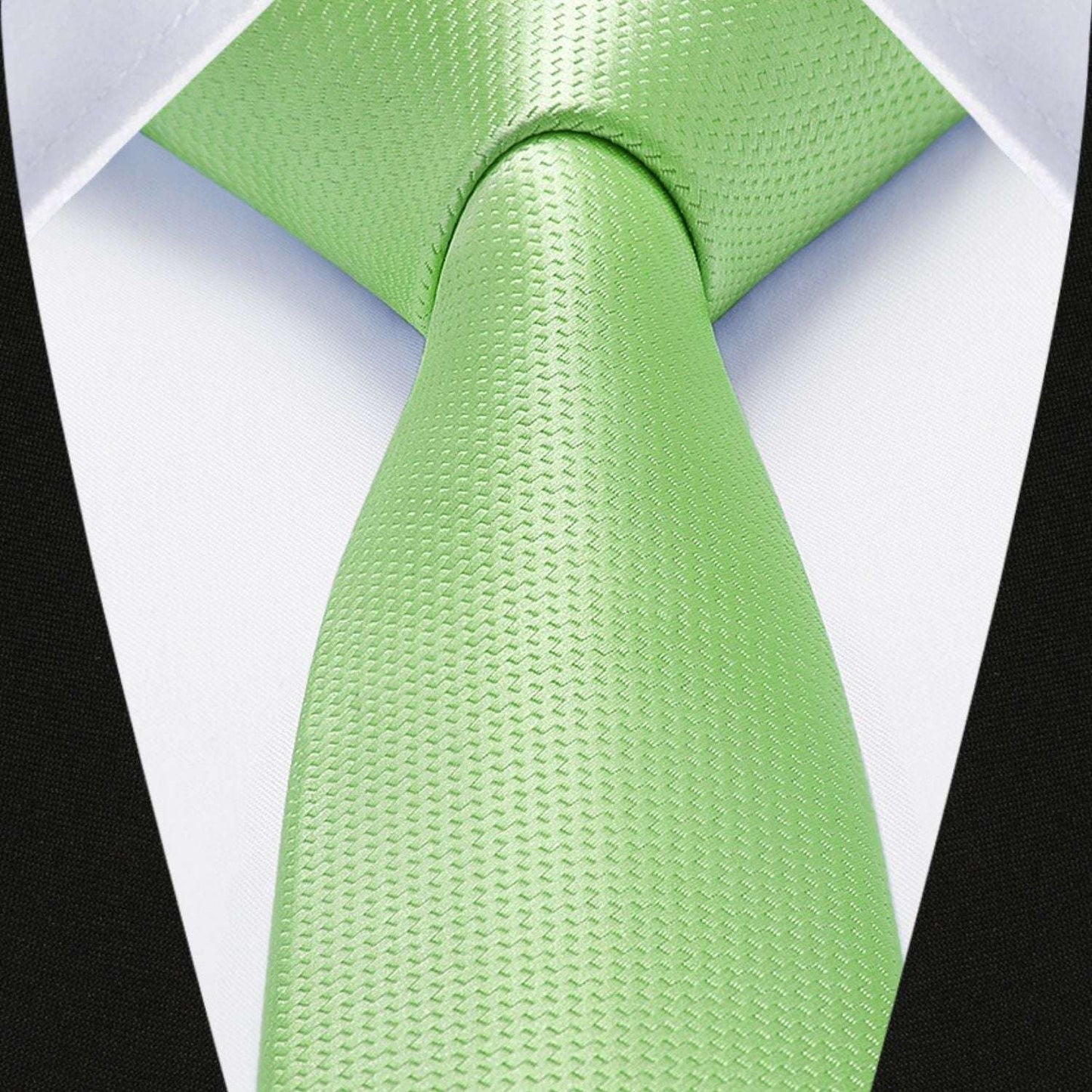 Hisdern Solid Print Skinny Tie Slim 2.4'' Formal Light Sage Green Wedding Tie