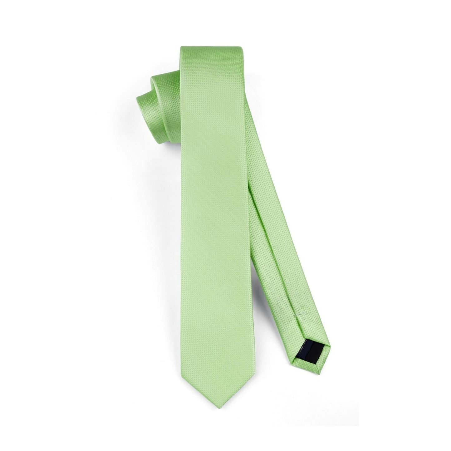 Hisdern Solid Print Skinny Tie Slim 2.4'' Formal Light Sage Green Wedding Tie