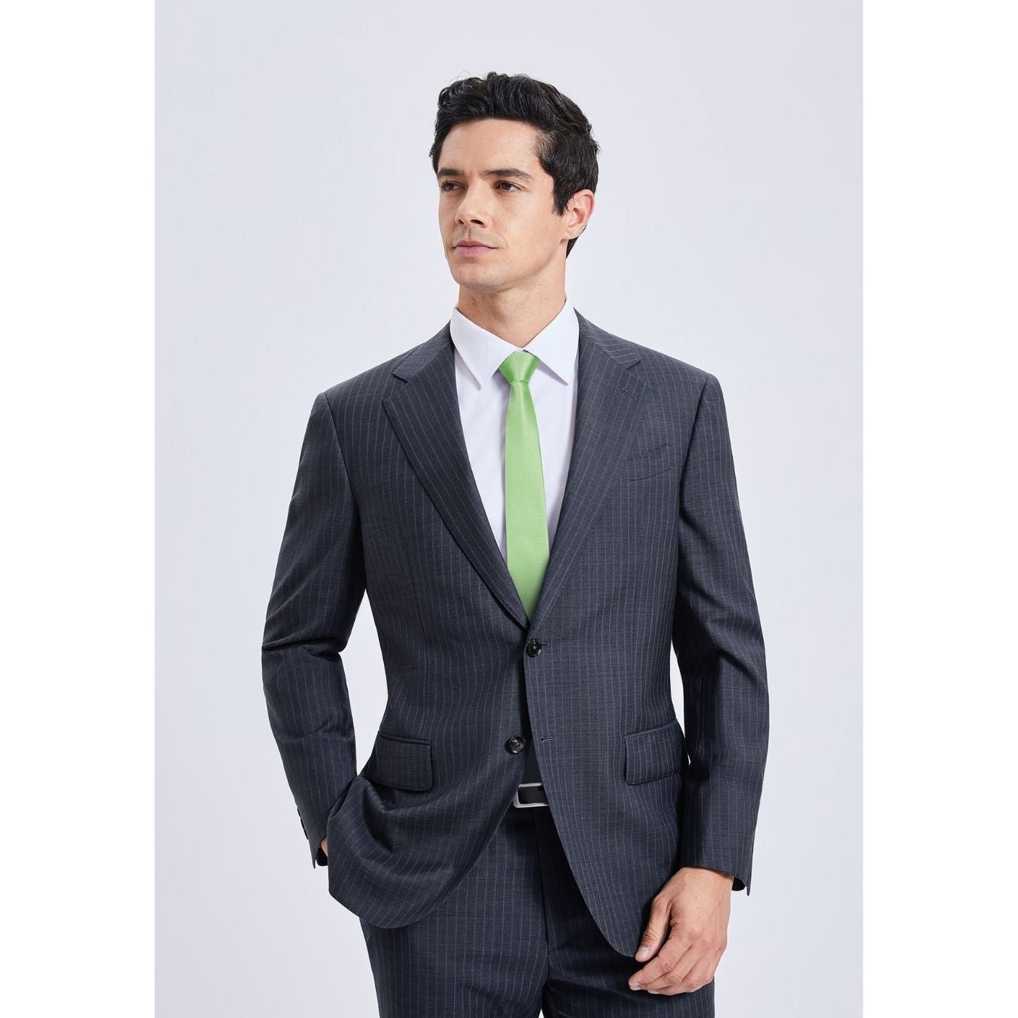 Hisdern Solid Print Skinny Tie Slim 2.4'' Formal Light Sage Green Wedding Tie