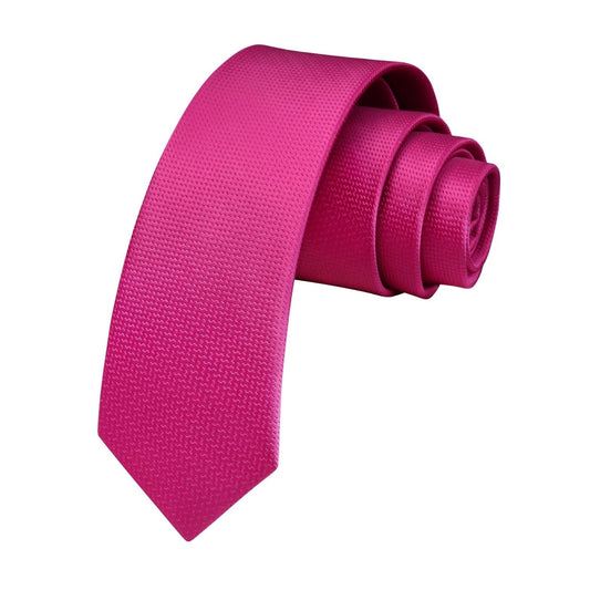 Hisdern Solid Print Skinny Tie Slim 2.4'' Formal Hot Pink Wedding Tie