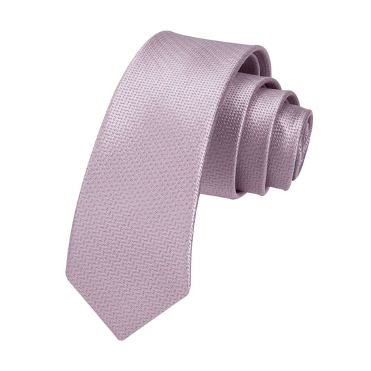 Hisdern Solid Print Skinny Tie Slim 2.4'' Formal Pink Wedding Tie