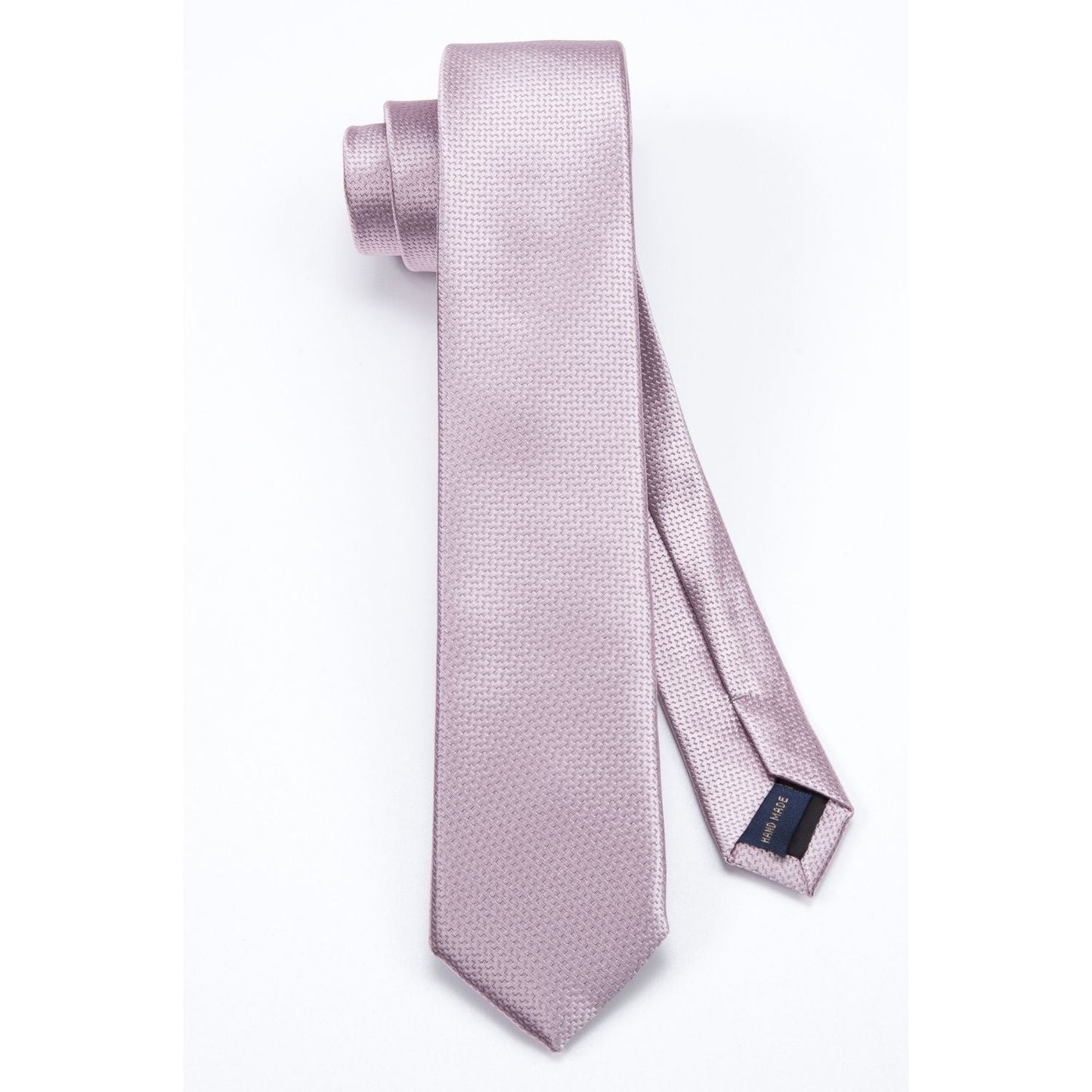 Hisdern Solid Print Skinny Tie Slim 2.4'' Formal Pink Wedding Tie