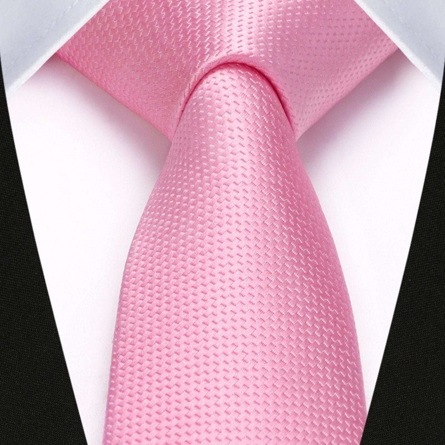 Hisdern Solid Print Skinny Tie Slim 2.4'' Formal Pink Wedding Tie
