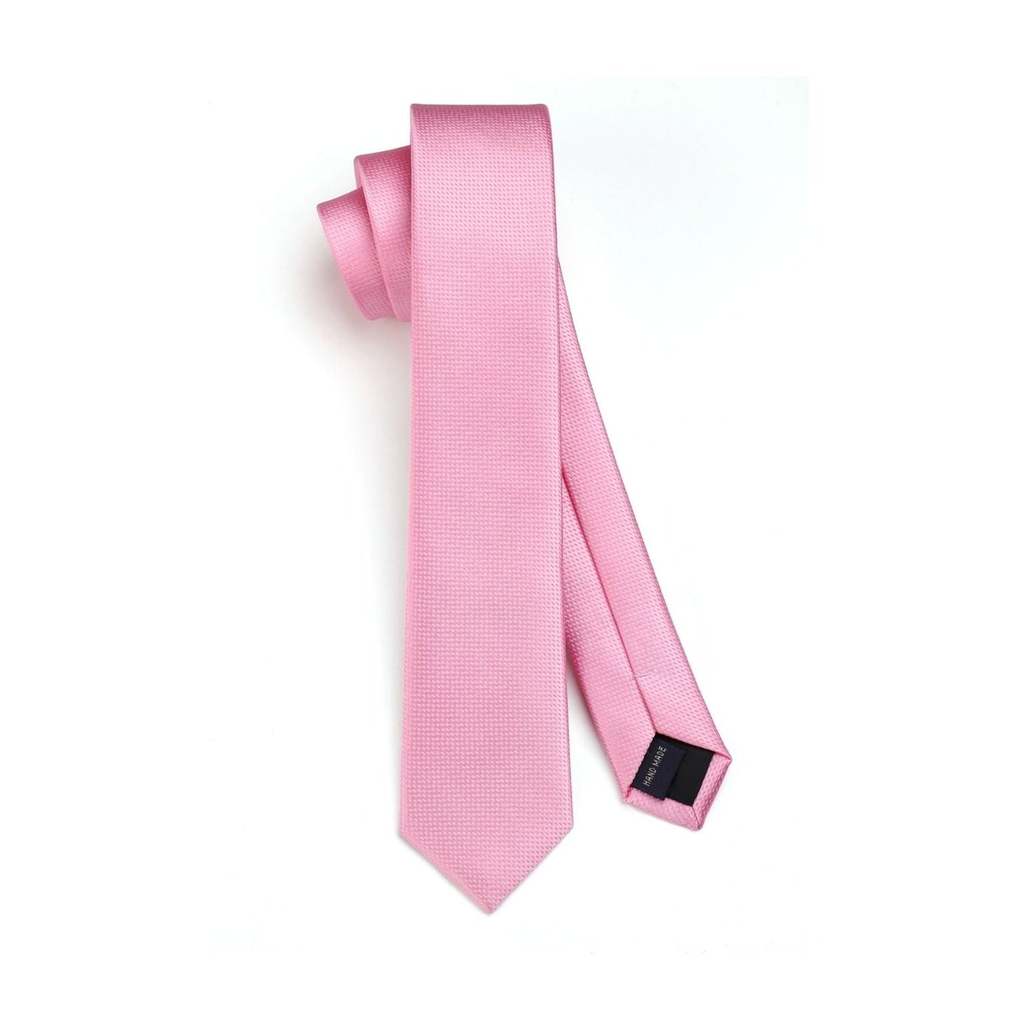 Hisdern Solid Print Skinny Tie Slim 2.4'' Formal Pink Wedding Tie