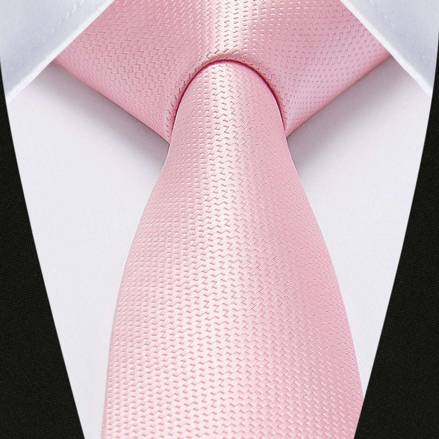 Hisdern Solid Print Skinny Tie Slim 2.4'' Formal Baby Pink Wedding Tie