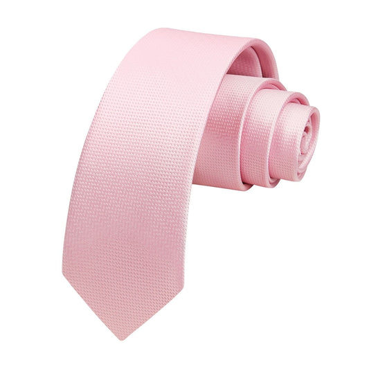 Hisdern Solid Print Skinny Tie Slim 2.4'' Formal Baby Pink Wedding Tie