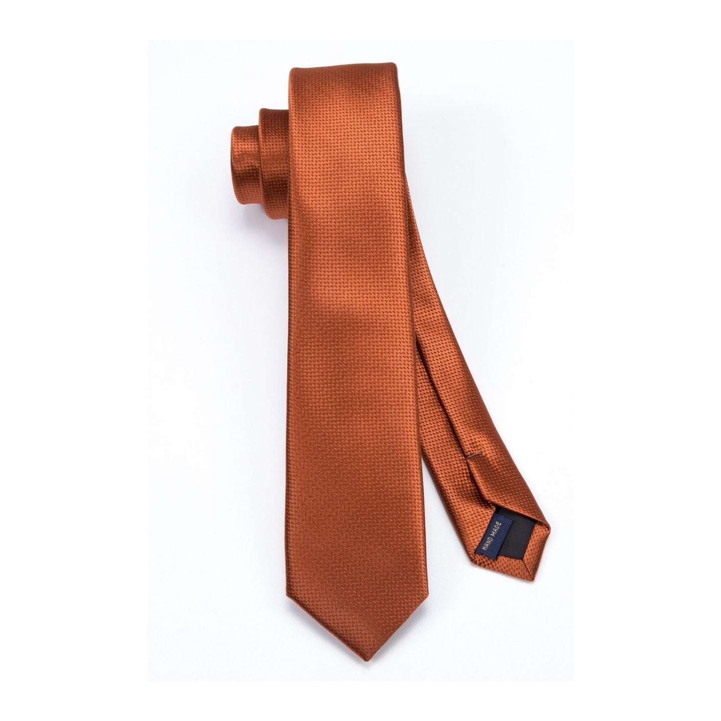Hisdern Solid Print Skinny Tie Slim 2.4'' Formal Burnt Orange Wedding Tie