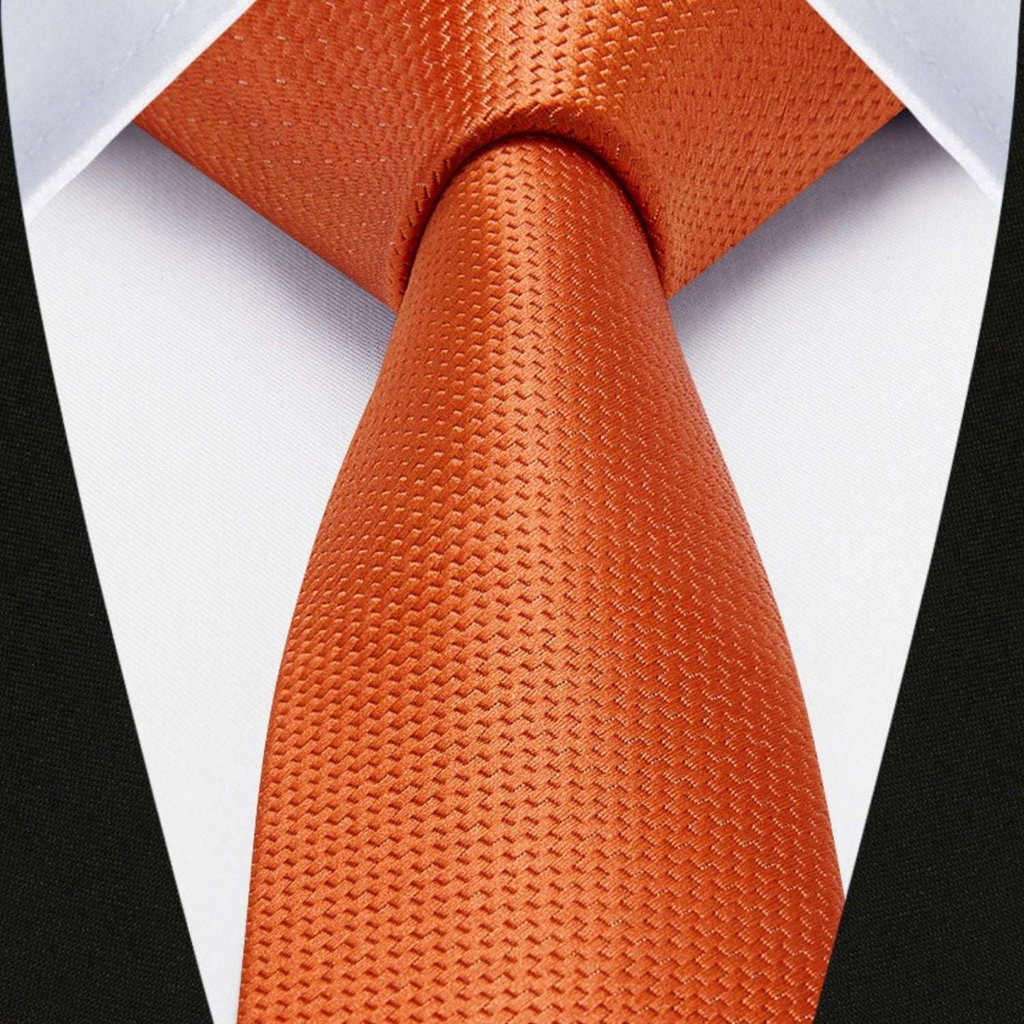 Hisdern Solid Print Skinny Tie Slim 2.4'' Formal Orange Wedding Tie