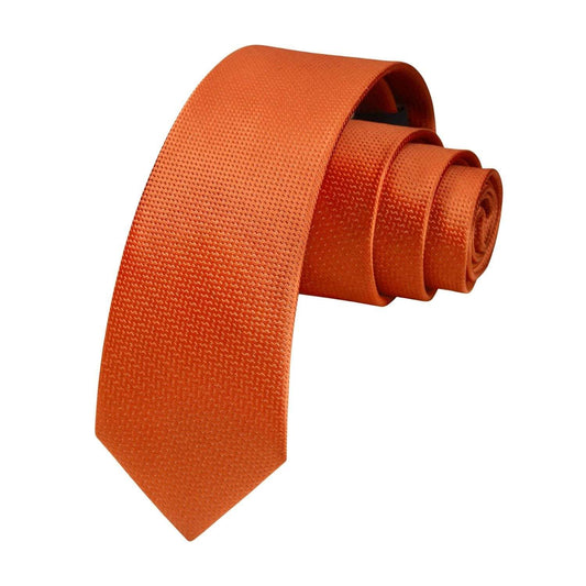 Hisdern Solid Print Skinny Tie Slim 2.4'' Formal Orange Wedding Tie
