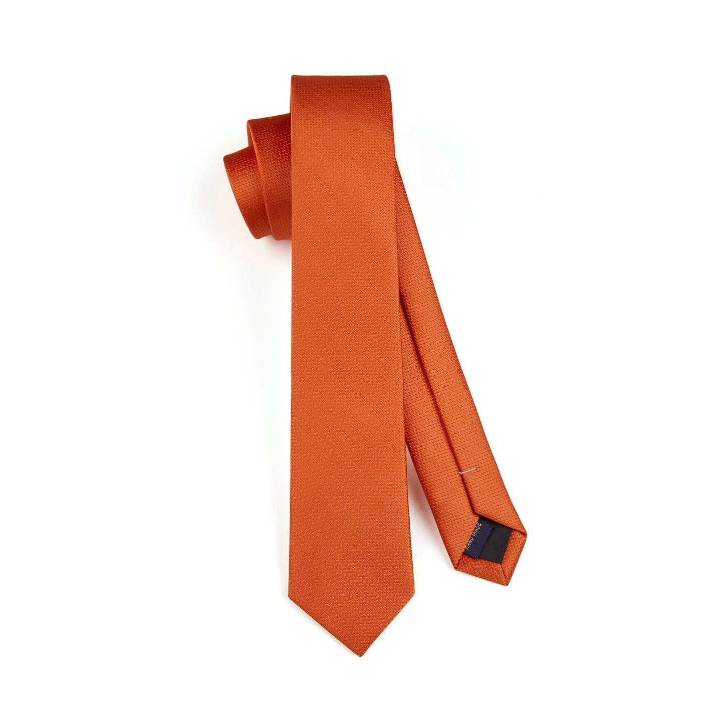 Hisdern Solid Print Skinny Tie Slim 2.4'' Formal Orange Wedding Tie