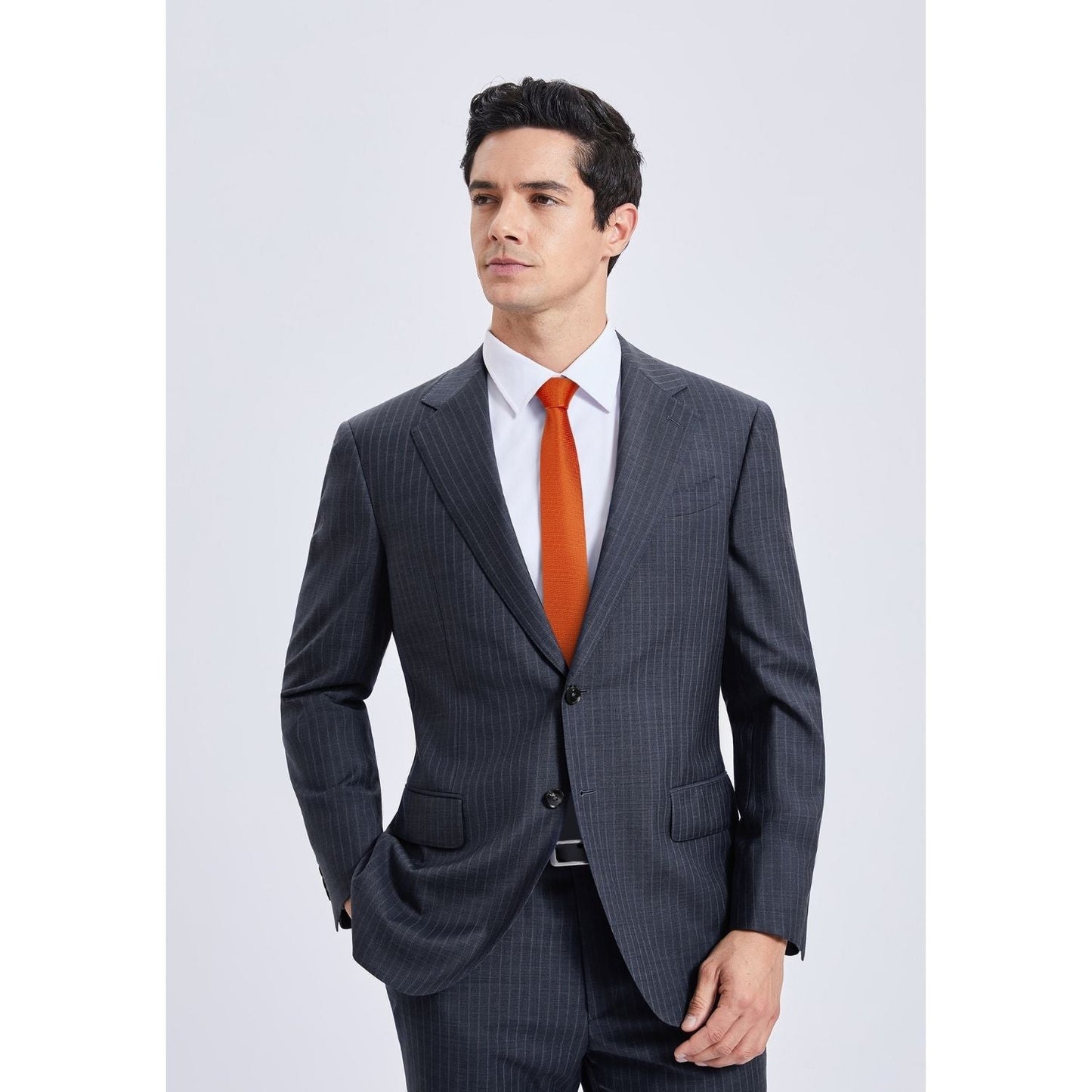 Hisdern Solid Print Skinny Tie Slim 2.4'' Formal Orange Wedding Tie