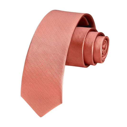 Hisdern Solid Print Skinny Tie Slim 2.4'' Formal Blush Wedding Tie