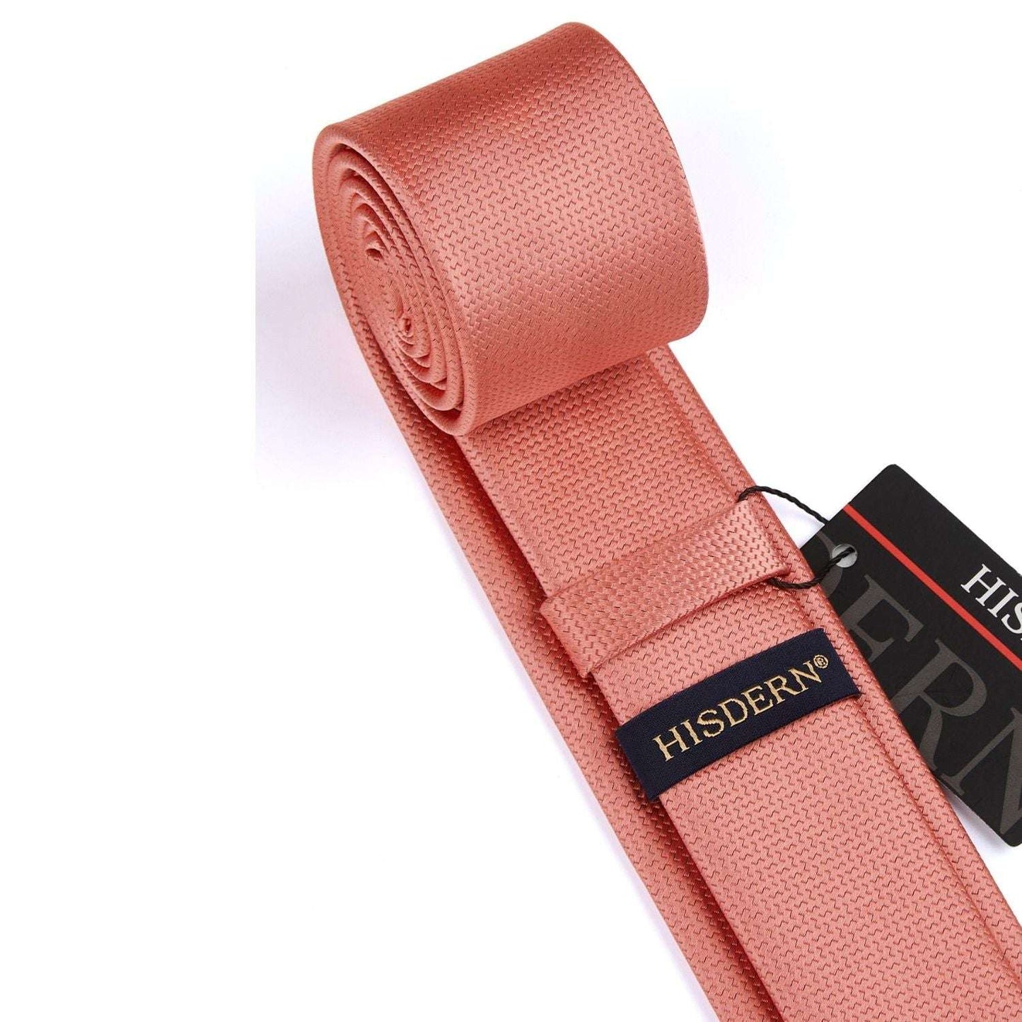 Hisdern Solid Print Skinny Tie Slim 2.4'' Formal Blush Wedding Tie