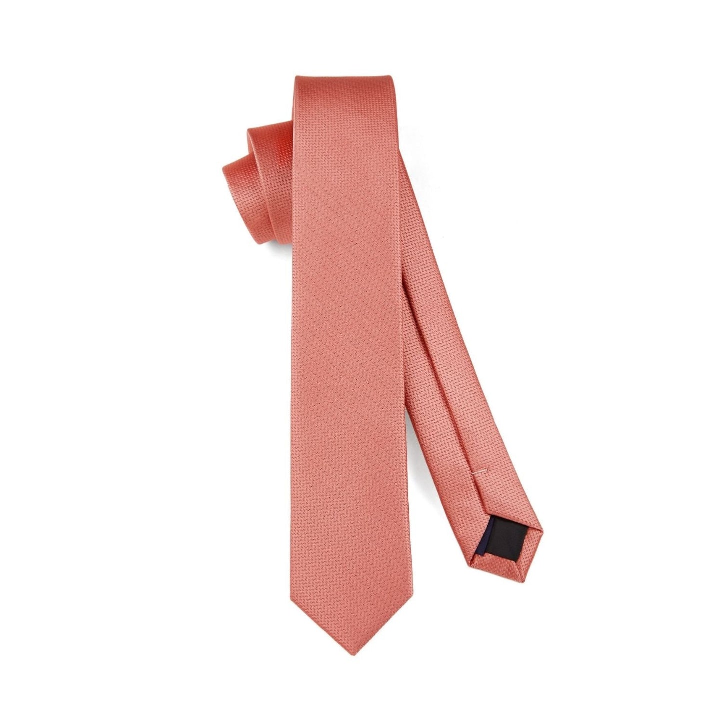 Hisdern Solid Print Skinny Tie Slim 2.4'' Formal Blush Wedding Tie