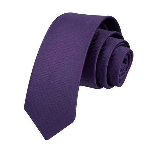 Hisdern Solid Print Skinny Tie Slim 2.4'' Formal Purple Wedding Tie