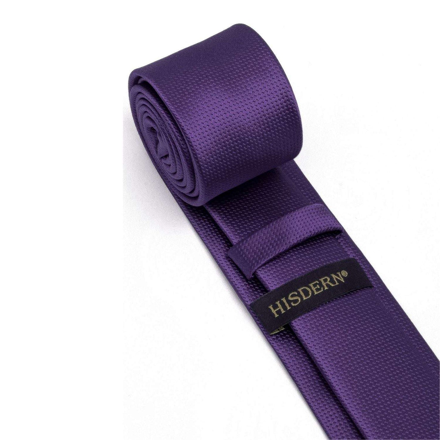 Hisdern Solid Print Skinny Tie Slim 2.4'' Formal Purple Wedding Tie