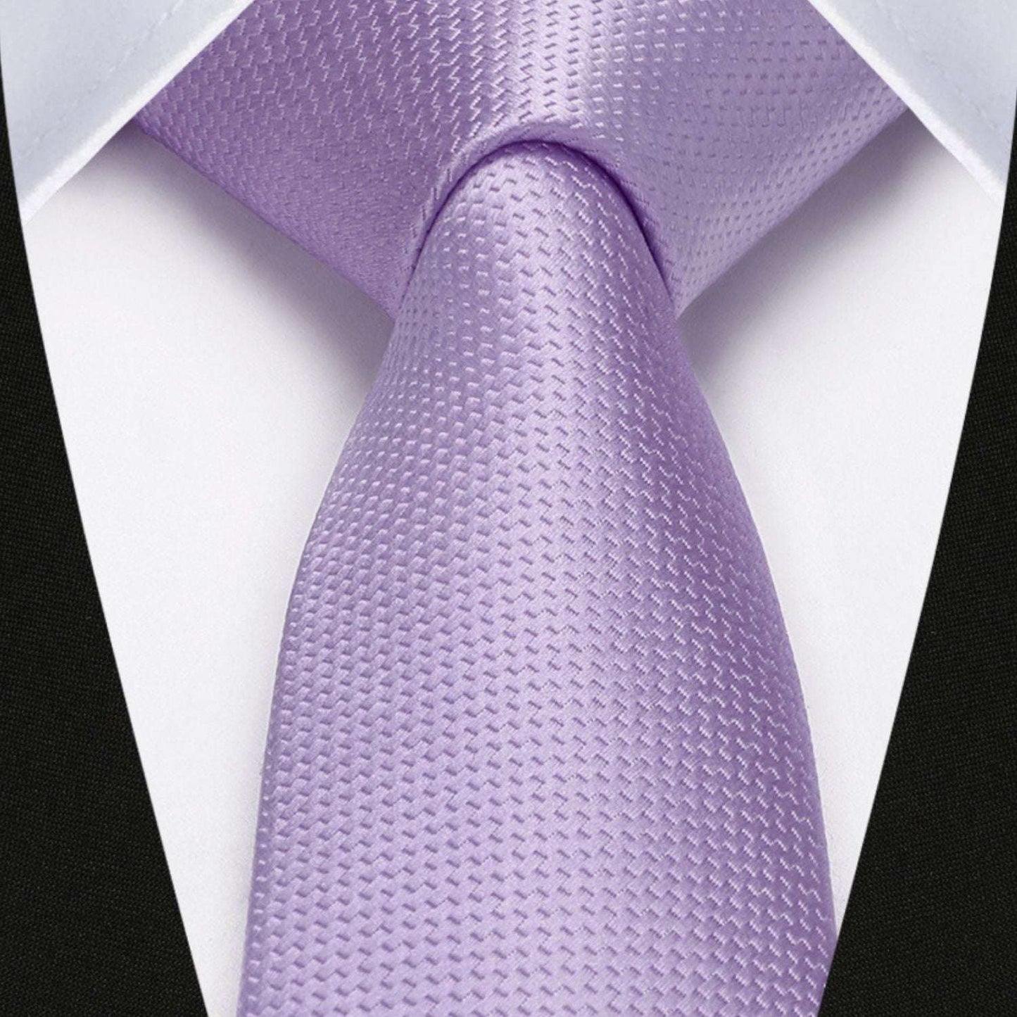 Hisdern Solid Print Skinny Tie Slim 2.4'' Formal Light Purple Wedding Tie