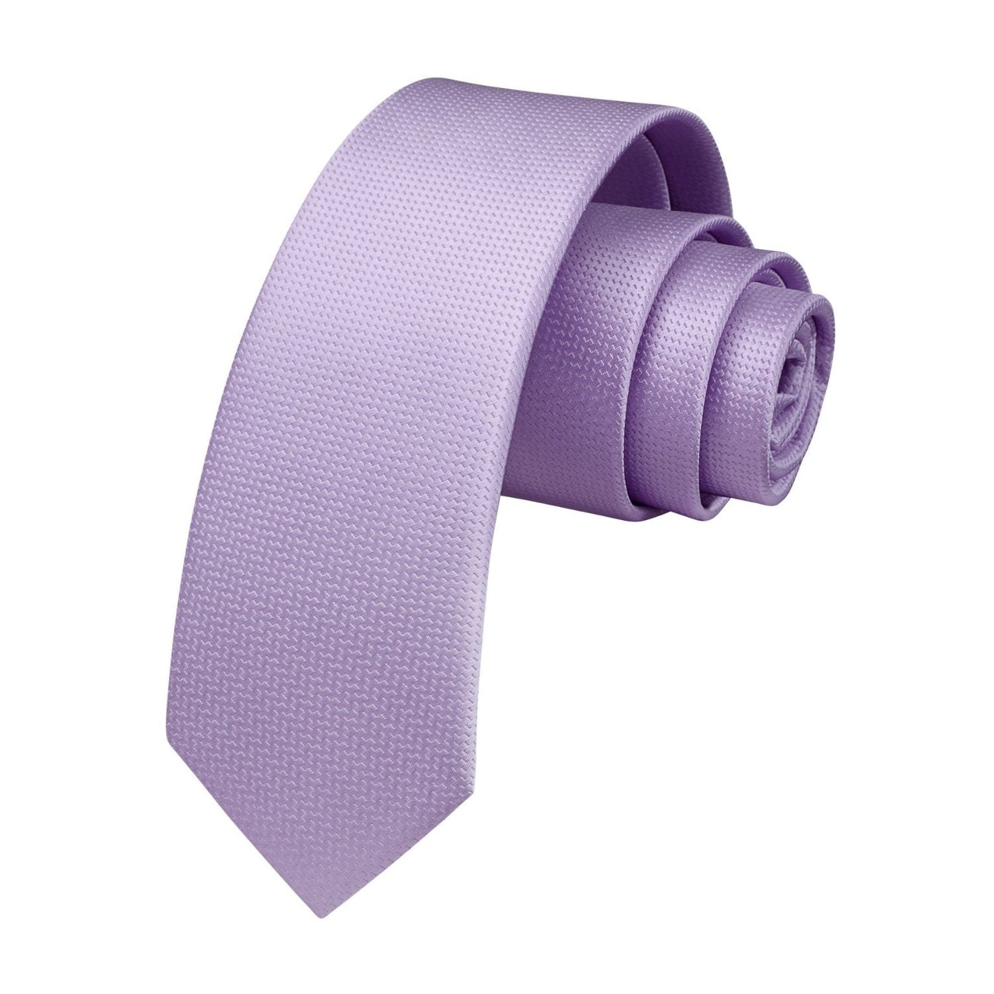 Hisdern Solid Print Skinny Tie Slim 2.4'' Formal Light Purple Wedding Tie