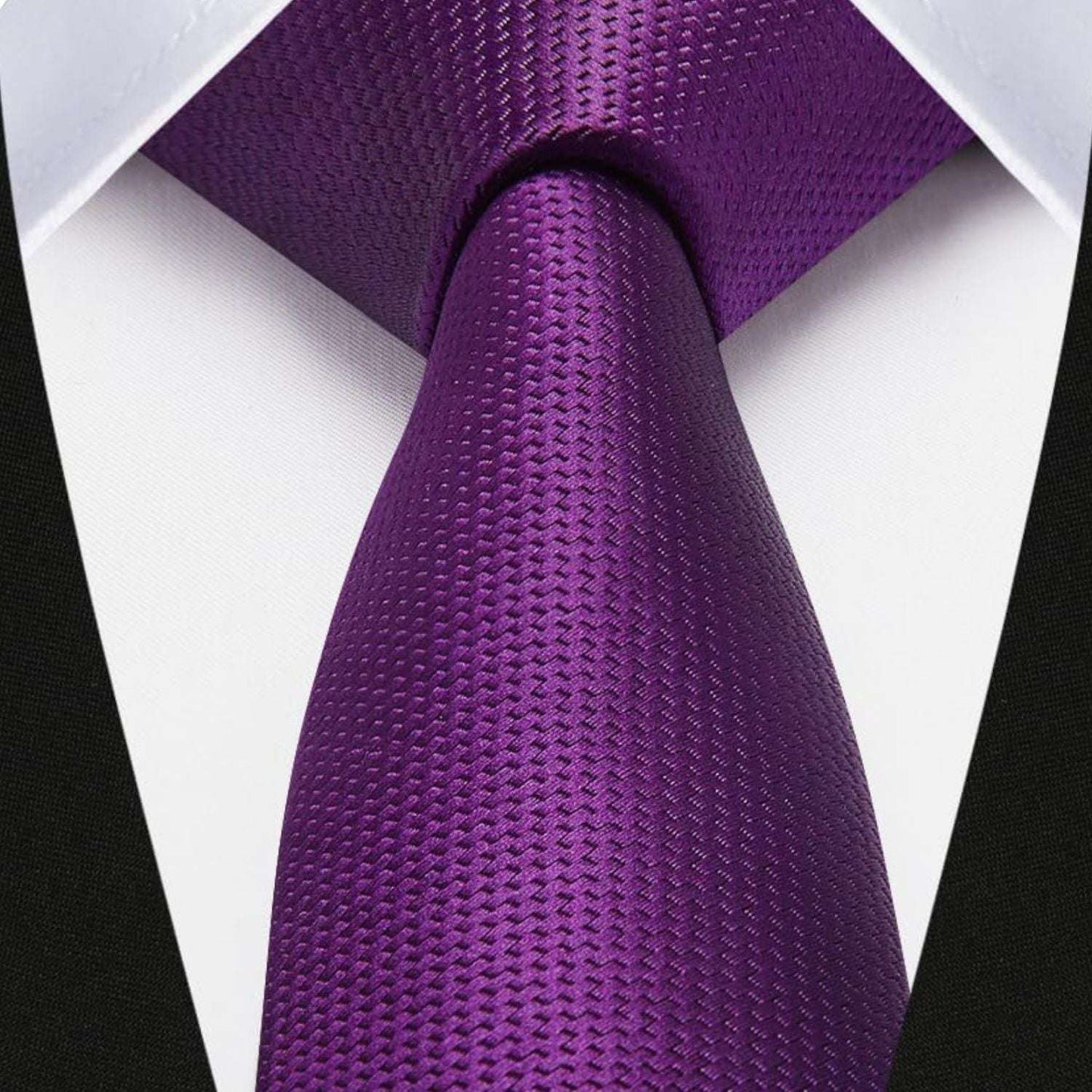 Hisdern Solid Print Skinny Tie Slim 2.4'' Formal Berry Purple Wedding Tie