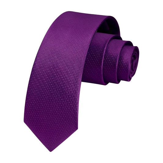 Hisdern Solid Print Skinny Tie Slim 2.4'' Formal Berry Purple Wedding Tie