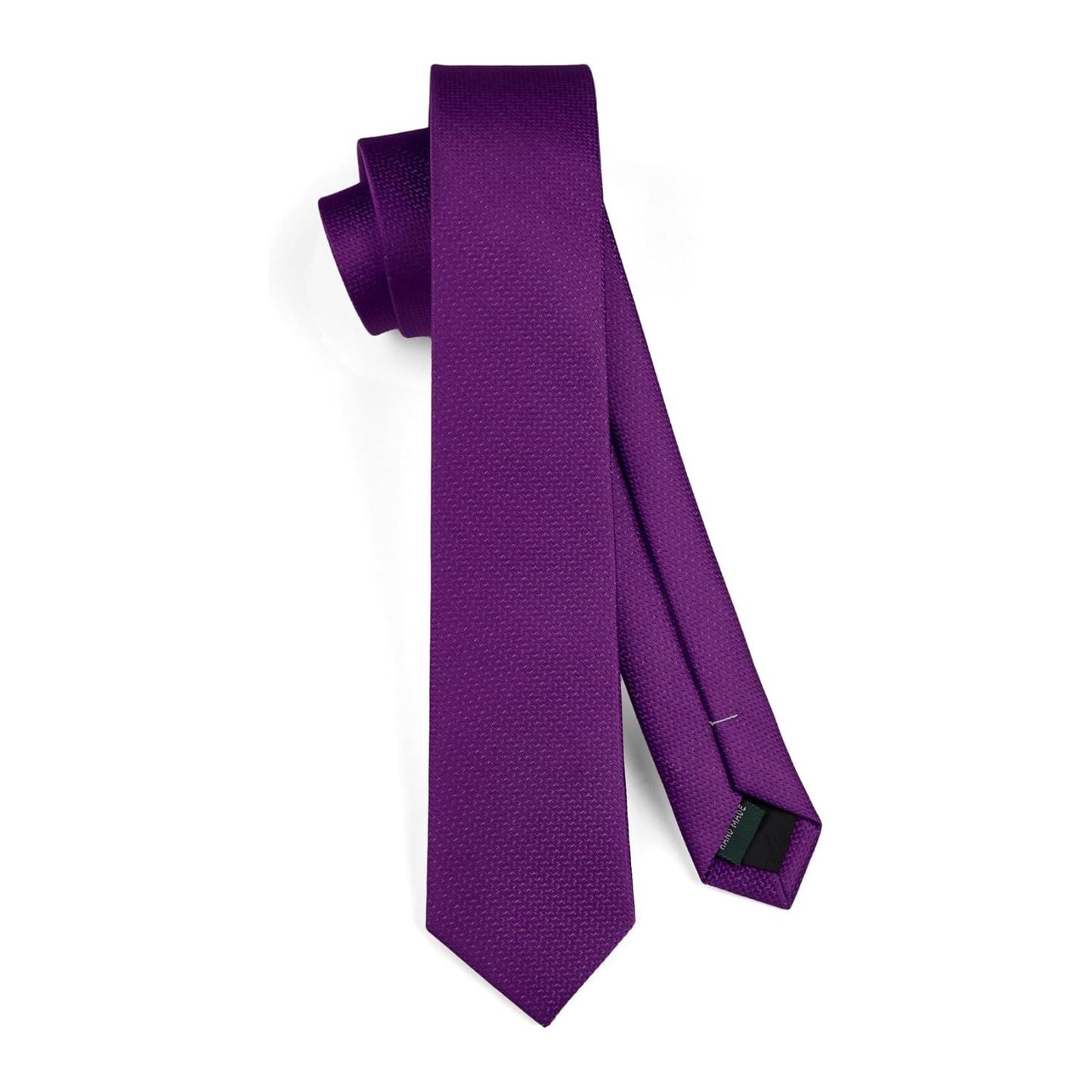 Hisdern Solid Print Skinny Tie Slim 2.4'' Formal Berry Purple Wedding Tie