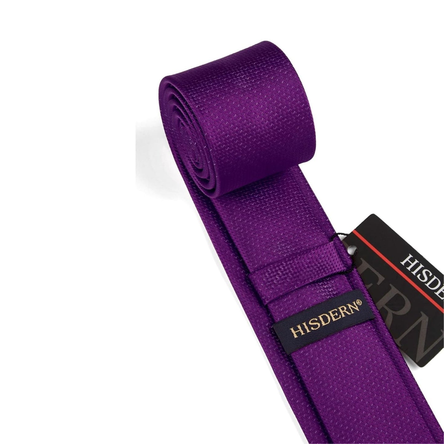 Hisdern Solid Print Skinny Tie Slim 2.4'' Formal Berry Purple Wedding Tie