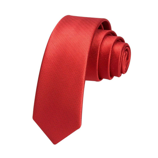 Hisdern Solid Print Skinny Tie Slim 2.4'' Formal Red Wedding Tie