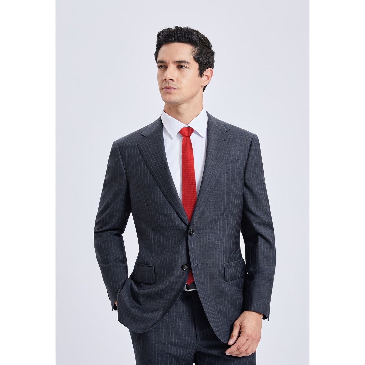 Hisdern Solid Print Skinny Tie Slim 2.4'' Formal Red Wedding Tie