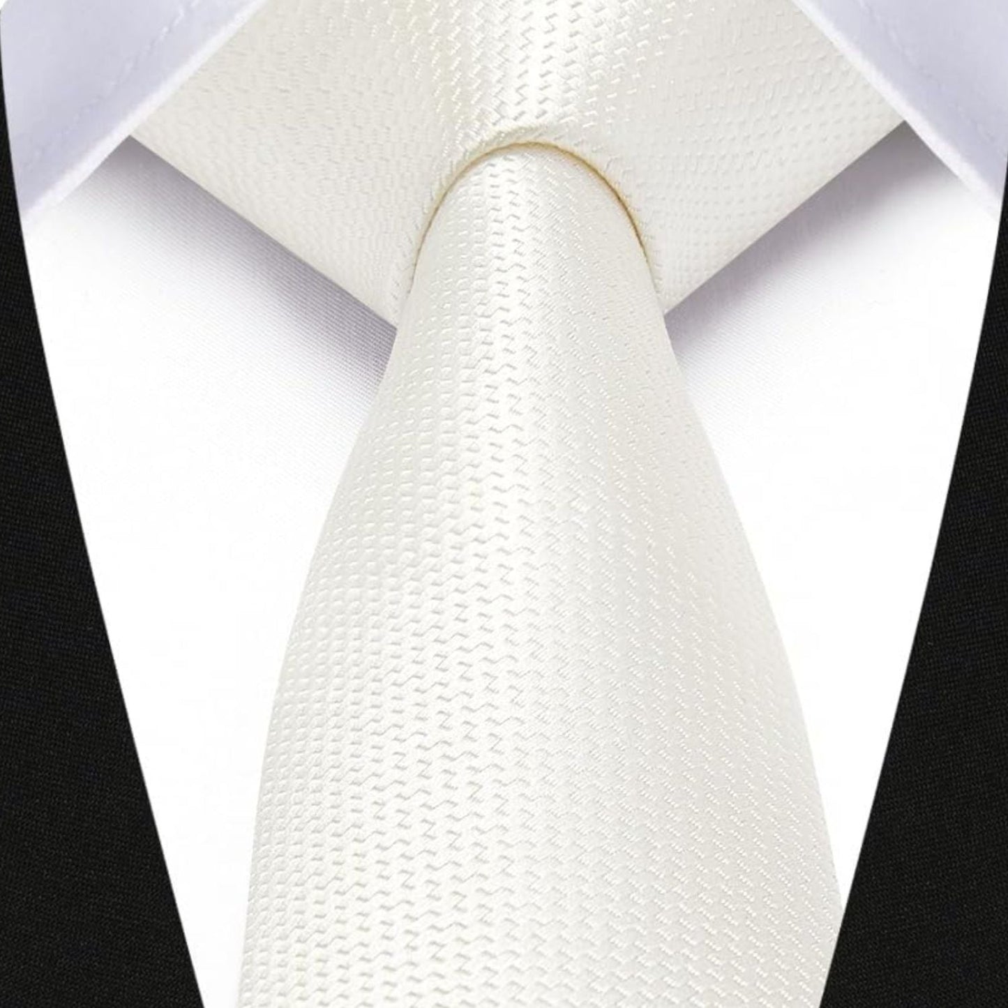Hisdern Solid Print Skinny Tie Slim 2.4'' Formal White Wedding Tie
