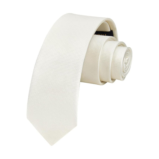 Hisdern Solid Print Skinny Tie Slim 2.4'' Formal White Wedding Tie