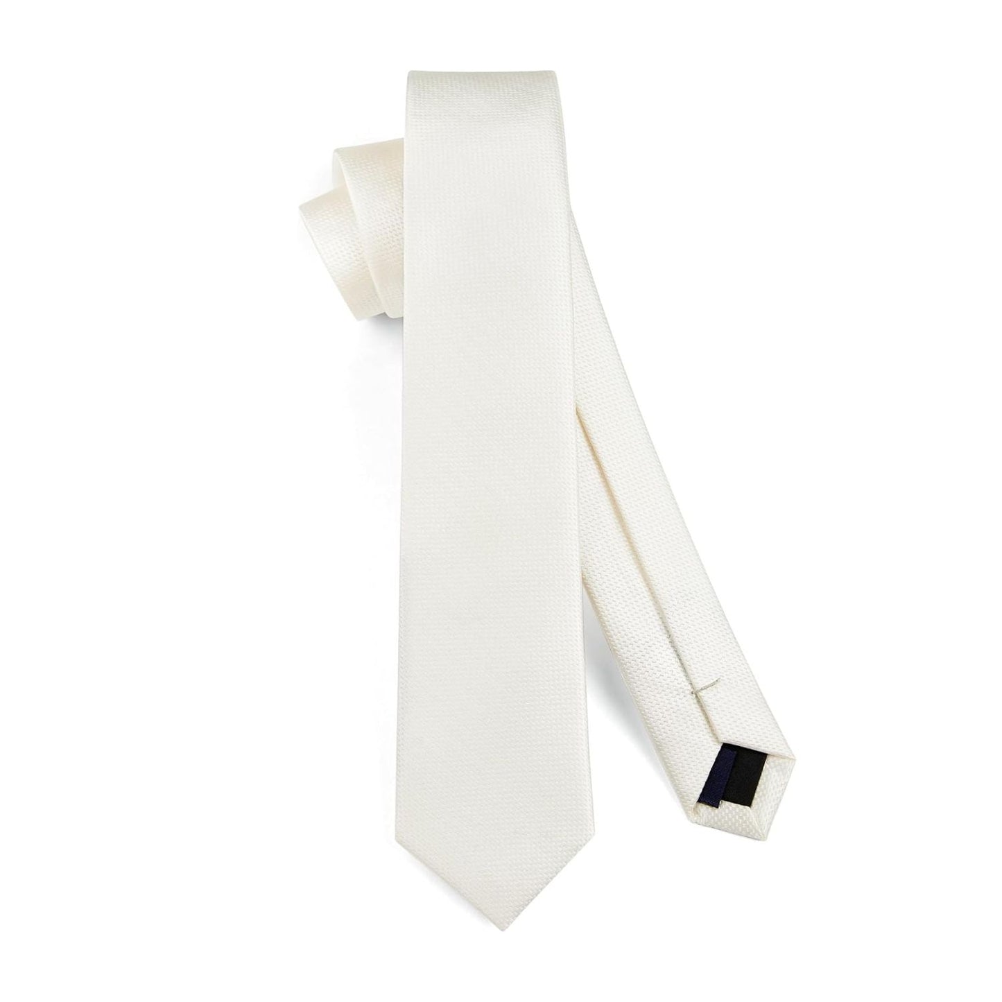 Hisdern Solid Print Skinny Tie Slim 2.4'' Formal White Wedding Tie