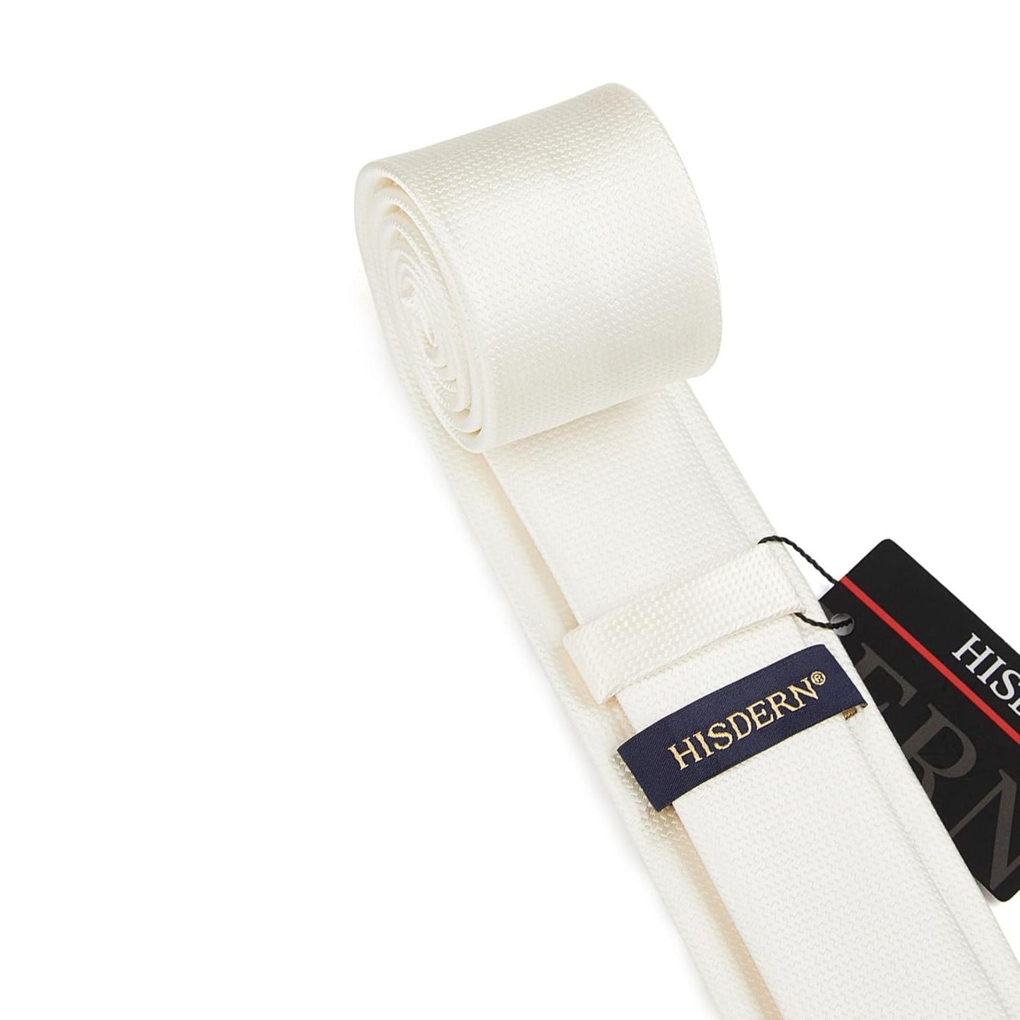 Hisdern Solid Print Skinny Tie Slim 2.4'' Formal White Wedding Tie
