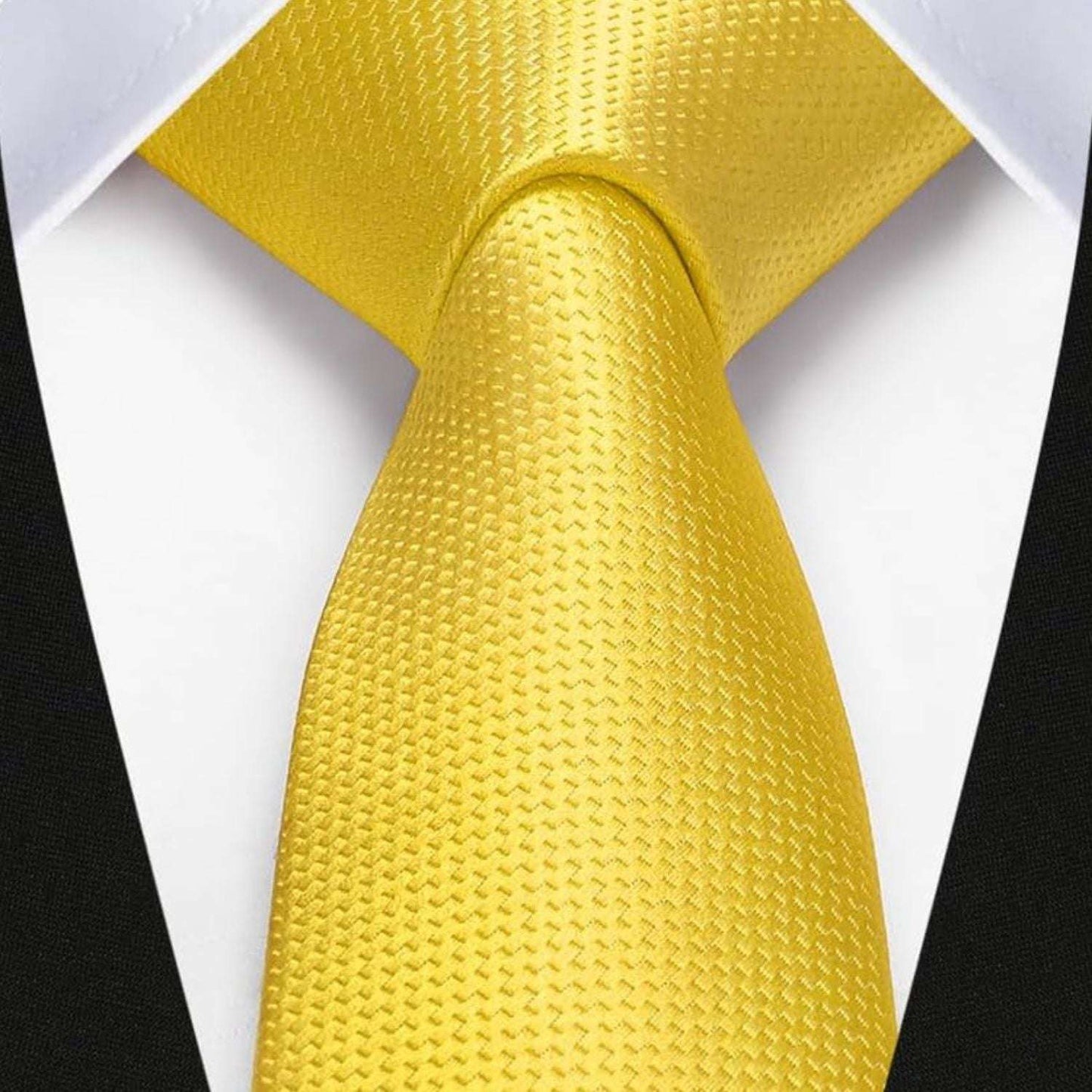 Hisdern Solid Print Skinny Tie Slim 2.4'' Formal Yellow Wedding Tie