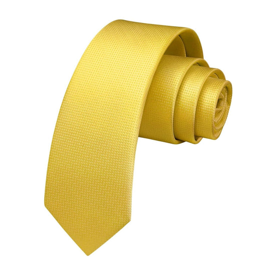 Hisdern Solid Print Skinny Tie Slim 2.4'' Formal Yellow Wedding Tie