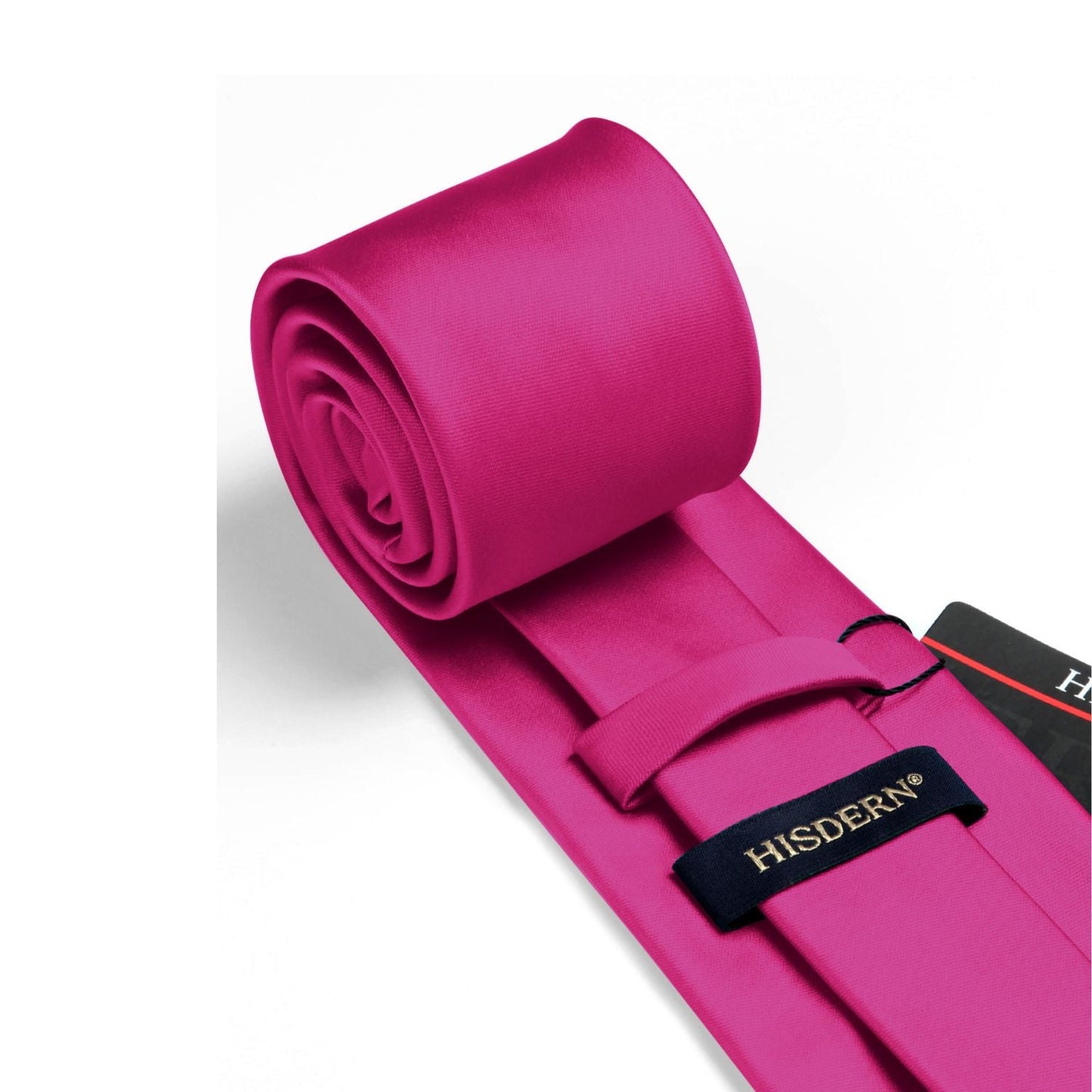 Hisdern Hot Pink Solid Men’s Tie Set for Formal & Wedding