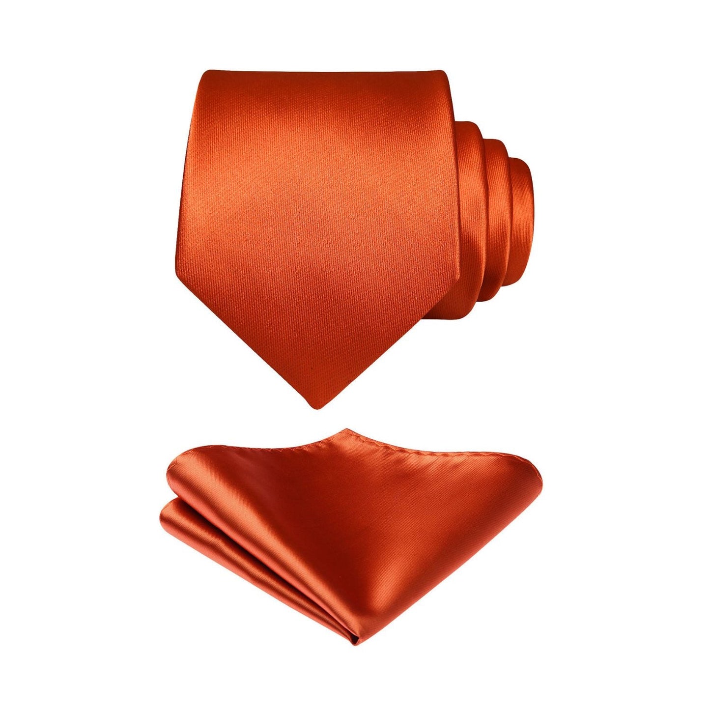 Hisdern Burnt Orange Solid Men’s Tie Set for Formal & Wedding