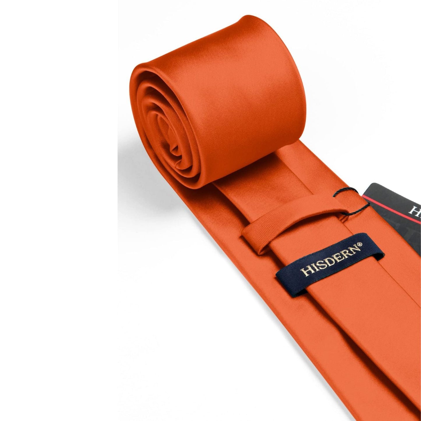 Hisdern Burnt Orange Solid Men’s Tie Set for Formal & Wedding