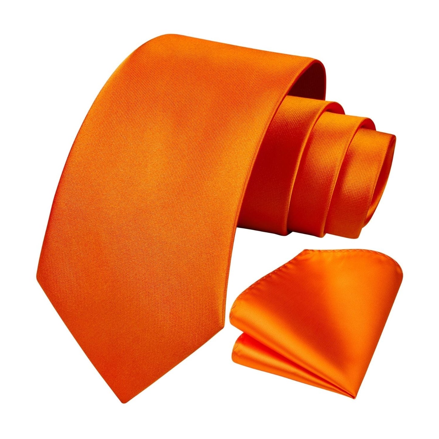 Hisdern Orange Solid Men’s Tie Set for Formal & Wedding