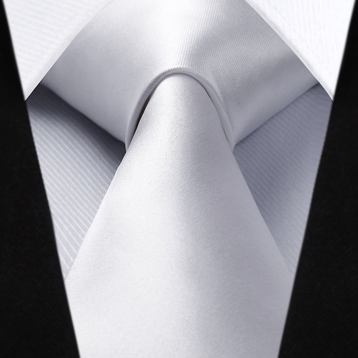 Hisdern White Solid Men’s Tie Set for Formal & Wedding