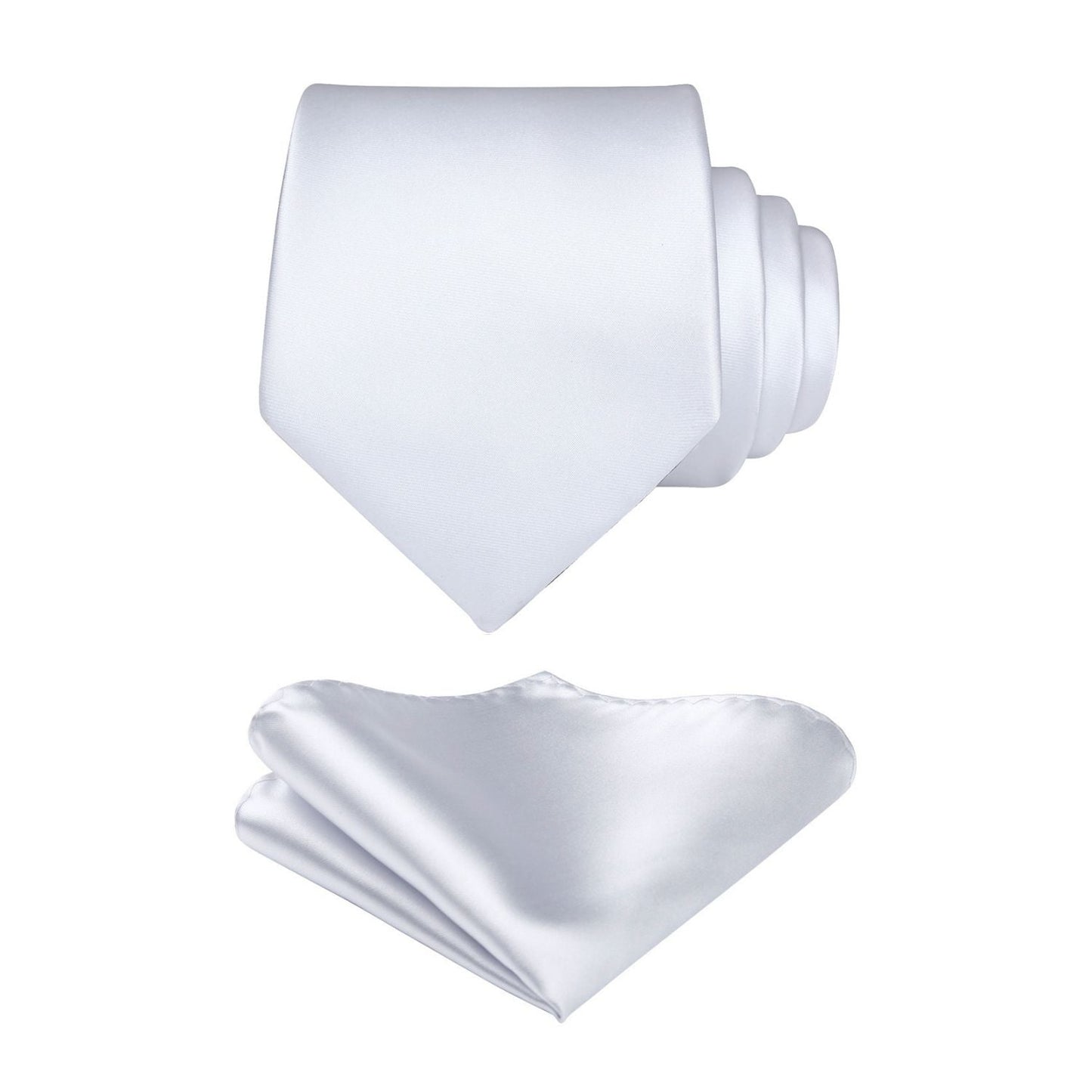 Hisdern White Solid Men’s Tie Set for Formal & Wedding