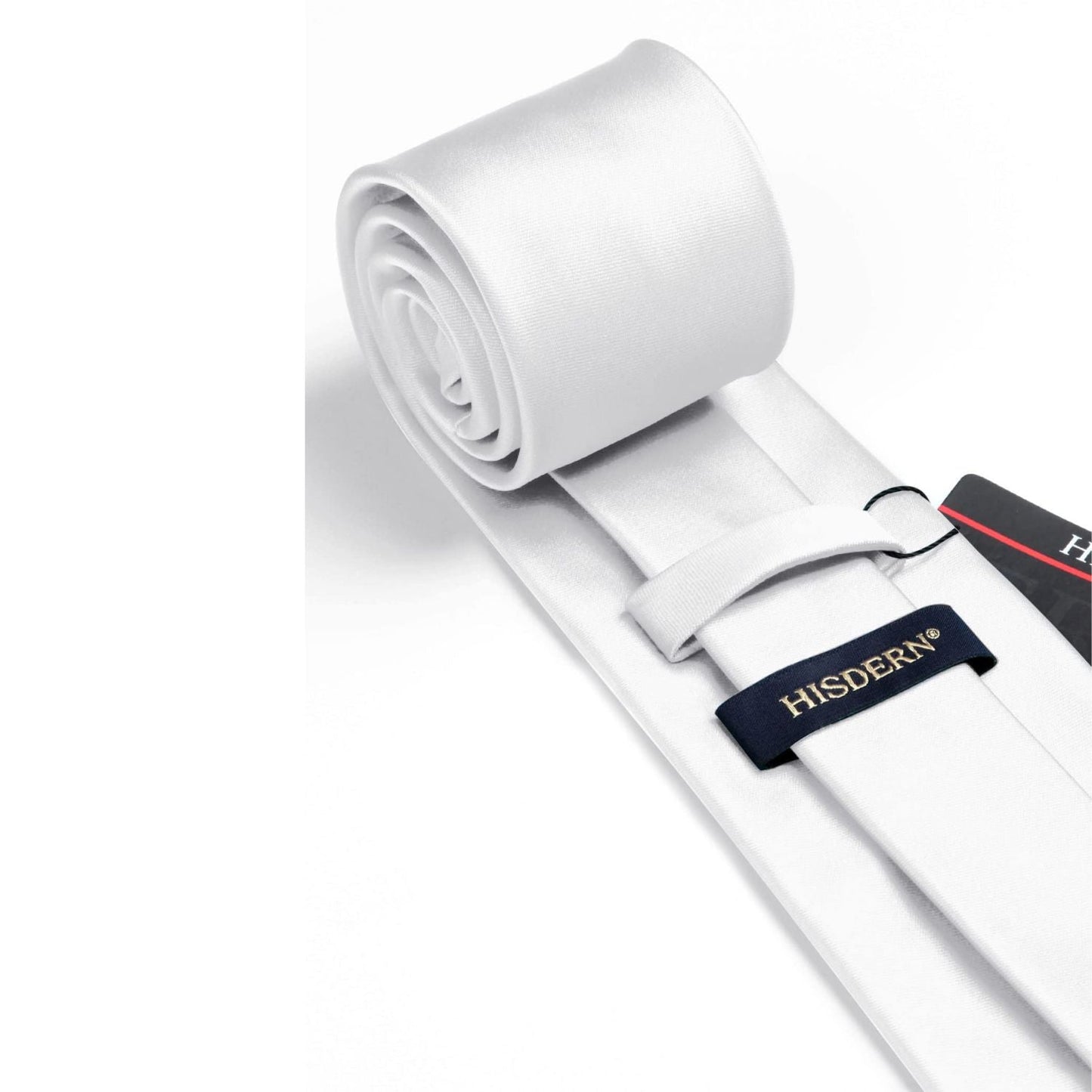 Hisdern White Solid Men’s Tie Set for Formal & Wedding