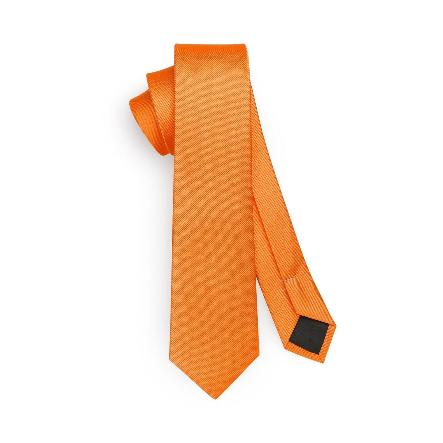 Hisdern Solid Print Skinny Tie Slim 2.4'' Formal Orange Wedding Tie