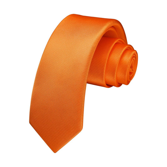Hisdern Solid Print Skinny Tie Slim 2.4'' Formal Orange Wedding Tie